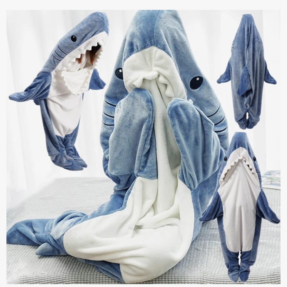 Blue and White Shark Blanket
